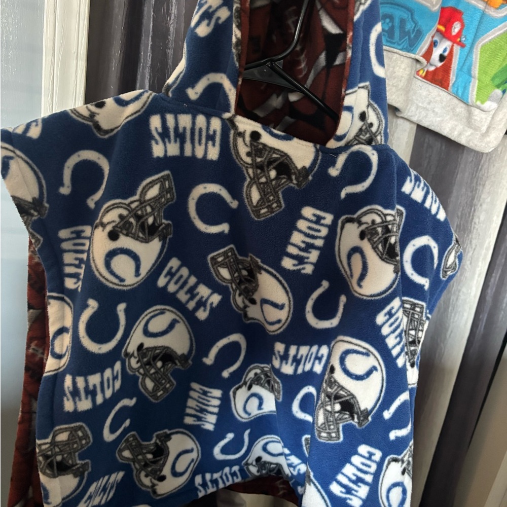Kids Blue Colts Hooded Poncho